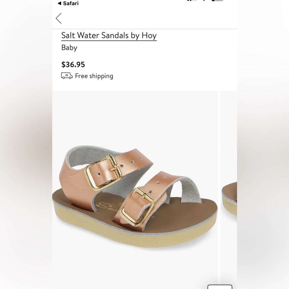 Brand new salt water sea wees baby sandals in rose gold size 2 (3-6 months )